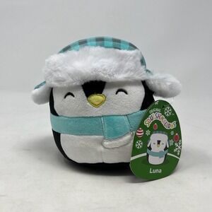 Squishmallows Luna the Penguin Trapper Hat Scarf Plush Toy Stuffed Animal 5"